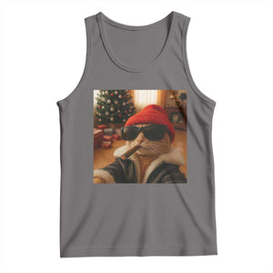 Funny Gangster Cats Christmas Tank Top Smoking Kitten Meme TS14 Deep Heather Print Your Wear