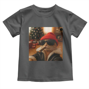 Funny Gangster Cats Christmas Toddler T Shirt Smoking Kitten Meme TS14 Dark Heather Print Your Wear