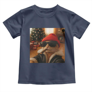 Funny Gangster Cats Christmas Toddler T Shirt Smoking Kitten Meme TS14 Navy Print Your Wear