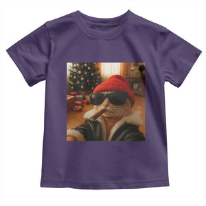 Funny Gangster Cats Christmas Toddler T Shirt Smoking Kitten Meme TS14 Purple Print Your Wear