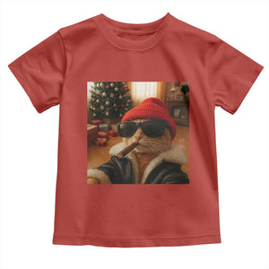 Funny Gangster Cats Christmas Toddler T Shirt Smoking Kitten Meme TS14 Red Print Your Wear
