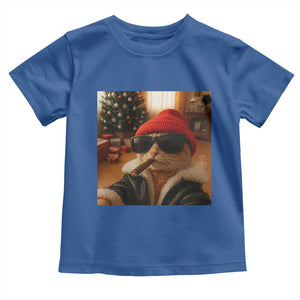 Funny Gangster Cats Christmas Toddler T Shirt Smoking Kitten Meme TS14 Royal Blue Print Your Wear