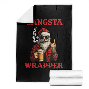 Funny Santa Drinking Beer Christmas Throw Blanket Gangster Rock On Hand Xmas TS14 Black Print Your Wear