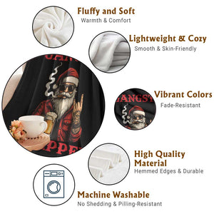 Funny Santa Drinking Beer Christmas Throw Blanket Gangster Rock On Hand Xmas TS14 Print Your Wear