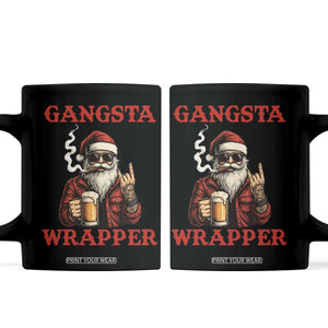Funny Santa Drinking Beer Christmas Coffee Mug Gangster Rock On Hand Xmas TS14 Black Print Your Wear