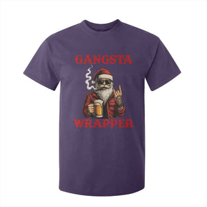 Funny Santa Drinking Beer Christmas T Shirt For Kid Gangster Rock On Hand Xmas TS14 Purple Print Your Wear