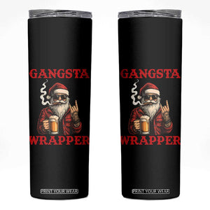 Funny Santa Drinking Beer Christmas Skinny Tumbler Gangster Rock On Hand Xmas TS14 Black Print Your Wear