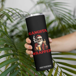 Funny Santa Drinking Beer Christmas Skinny Tumbler Gangster Rock On Hand Xmas TS14 Print Your Wear