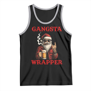 Funny Santa Drinking Beer Christmas Tank Top Gangster Rock On Hand Xmas TS14 Black Athletic Heather Print Your Wear