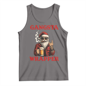 Funny Santa Drinking Beer Christmas Tank Top Gangster Rock On Hand Xmas TS14 Deep Heather Print Your Wear