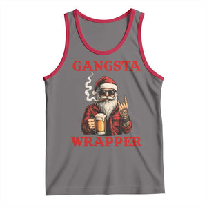 Funny Santa Drinking Beer Christmas Tank Top Gangster Rock On Hand Xmas TS14 Deep Heather Red Print Your Wear