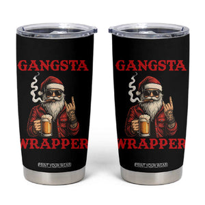 Funny Santa Drinking Beer Christmas Tumbler Cup Gangster Rock On Hand Xmas TS14 Black Print Your Wear
