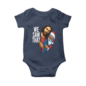 Funny Jesus Santa Meme Baby Onesie We Saw That Christmas TS14 Navy Print Your Wear