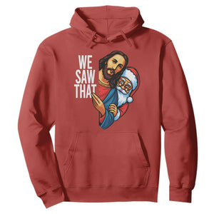 Funny Jesus Santa Meme Hoodie We Saw That Christmas TS14 Red Print Your Wear