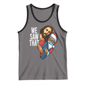 Funny Jesus Santa Meme Tank Top We Saw That Christmas TS14 Deep Heather Black Print Your Wear
