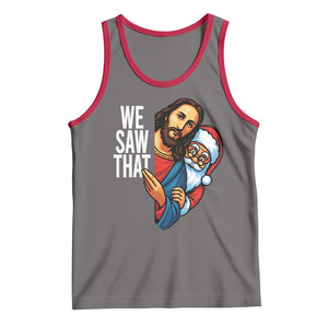 Funny Jesus Santa Meme Tank Top We Saw That Christmas TS14 Deep Heather Red Print Your Wear