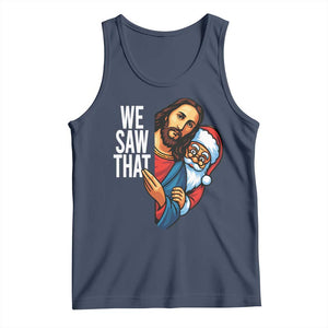 Funny Jesus Santa Meme Tank Top We Saw That Christmas TS14 Navy Print Your Wear