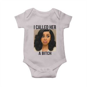 Funny Doll Face Meme Baby Onesie I Called Her A Bitch TS14 Ice Gray Print Your Wear