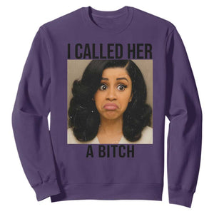 Funny Doll Face Meme Sweatshirt I Called Her A Bitch TS14 Purple Print Your Wear