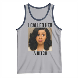 Funny Doll Face Meme Tank Top I Called Her A Bitch TS14 Athletic Heather Navy Print Your Wear