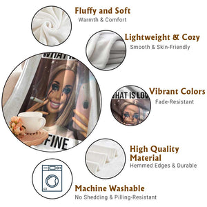 Funny Doll Smoking Selfie Meme Throw Blanket What Is Love I Am Fine TS14 Print Your Wear