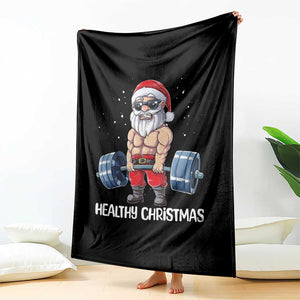 Funny Santa Gym Xmas Throw Blanket Healthy Christmas TS14 Print Your Wear