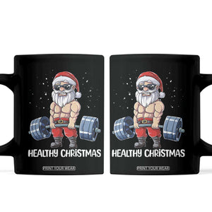 Funny Santa Gym Xmas Coffee Mug Healthy Christmas TS14 Black Print Your Wear