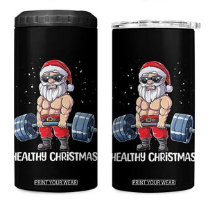 Funny Santa Gym Xmas 4 in 1 Can Cooler Tumbler Healthy Christmas TS14 One Size: 16 oz Black Print Your Wear