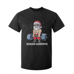 Funny Santa Gym Xmas T Shirt For Kid Healthy Christmas TS14 Black Print Your Wear