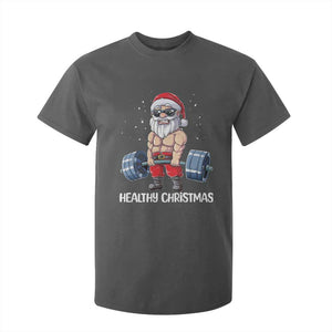 Funny Santa Gym Xmas T Shirt For Kid Healthy Christmas TS14 Dark Heather Print Your Wear