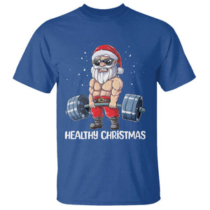 Funny Santa Gym Xmas T Shirt Healthy Christmas TS14 Royal Blue Print Your Wear