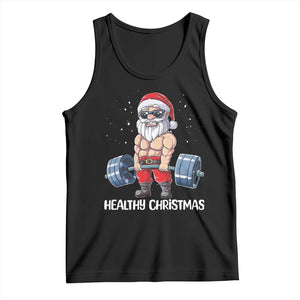 Funny Santa Gym Xmas Tank Top Healthy Christmas TS14 Black Print Your Wear