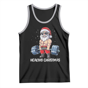 Funny Santa Gym Xmas Tank Top Healthy Christmas TS14 Black Athletic Heather Print Your Wear