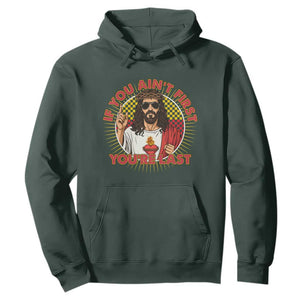 Funny Jesus Racing Hoodie If You Are Not First You Are Last TS14 Dark Forest Green Print Your Wear