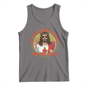 Funny Jesus Racing Tank Top If You Are Not First You Are Last TS14 Deep Heather Print Your Wear