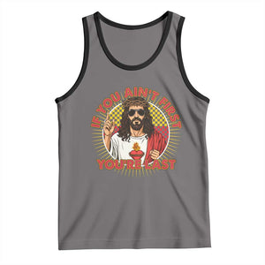 Funny Jesus Racing Tank Top If You Are Not First You Are Last TS14 Deep Heather Black Print Your Wear