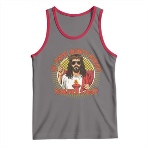 Funny Jesus Racing Tank Top If You Are Not First You Are Last TS14 Deep Heather Red Print Your Wear