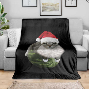 Watermelon Cat Christmas Throw Blanket Funny Silly Kitten Meme TS14 Print Your Wear