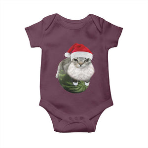 Watermelon Cat Christmas Baby Onesie Funny Silly Kitten Meme TS14 Maroon Print Your Wear