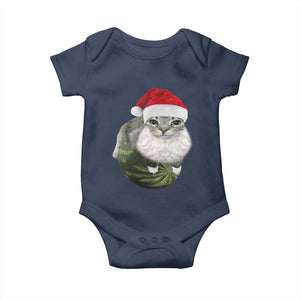Watermelon Cat Christmas Baby Onesie Funny Silly Kitten Meme TS14 Navy Print Your Wear