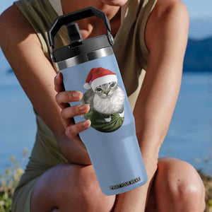 Watermelon Cat Christmas Flip Straw Tumbler Funny Silly Kitten Meme TS14 One Size: 30 oz Light Blue Print Your Wear
