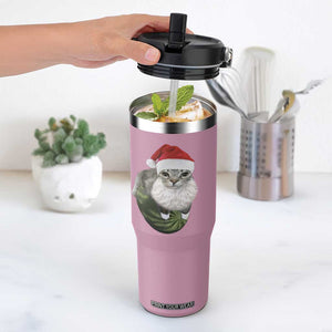 Watermelon Cat Christmas Flip Straw Tumbler Funny Silly Kitten Meme TS14 One Size: 30 oz Light Pink Print Your Wear