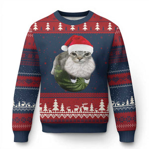 Watermelon Cat Xmas Ugly Christmas Sweater Funny Silly Kitten Meme TS14 Navy Red Print Your Wear