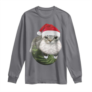 Watermelon Cat Christmas Long Sleeve Shirt Funny Silly Kitten Meme TS14 Charcoal Print Your Wear