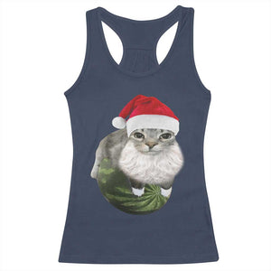 Watermelon Cat Christmas Racerback Tank Top Funny Silly Kitten Meme TS14 Navy Print Your Wear
