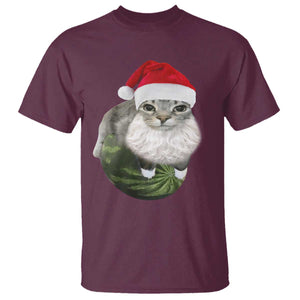 Watermelon Cat Christmas T Shirt Funny Silly Kitten Meme TS14 Maroon Print Your Wear