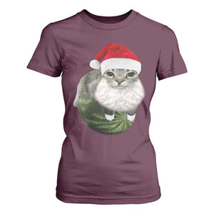 Watermelon Cat Christmas T Shirt For Women Funny Silly Kitten Meme TS14 Maroon Print Your Wear