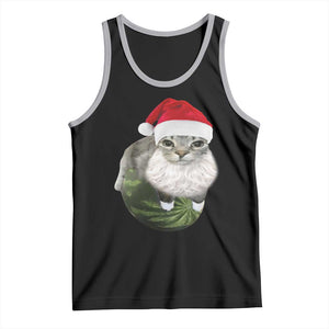 Watermelon Cat Christmas Tank Top Funny Silly Kitten Meme TS14 Black Athletic Heather Print Your Wear