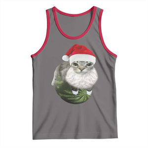 Watermelon Cat Christmas Tank Top Funny Silly Kitten Meme TS14 Deep Heather Red Print Your Wear