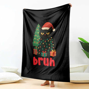 Funny Cat Bruh Christmas Throw Blanket Silly Meme Kitty Xmas TS14 Print Your Wear